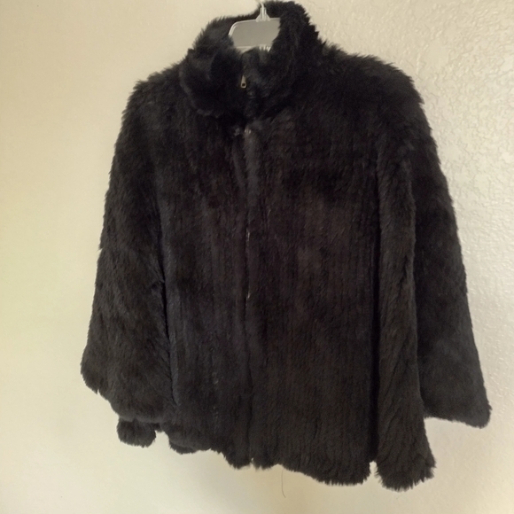 Lord & Taylor rabbit fur full zip cape - Picture 1 of 8